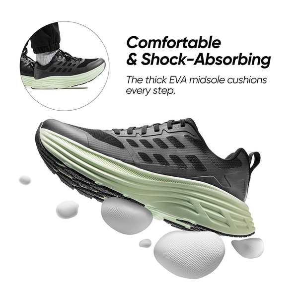 [ActiveFloat] Men's Breathable Athleisure Running Shoes - BLACK/GREEN - 2